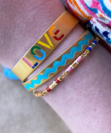 Rainbow LOVE Cuff Bracelet