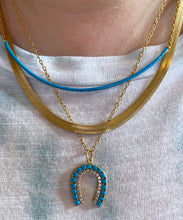 Turquoise & Zirconia Horse Shoe Charm-YGV