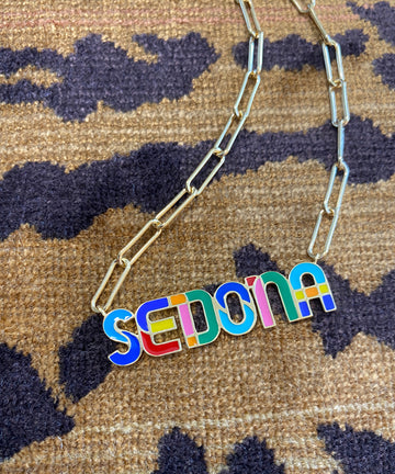 Rainbow Nameplate Enamel Necklace