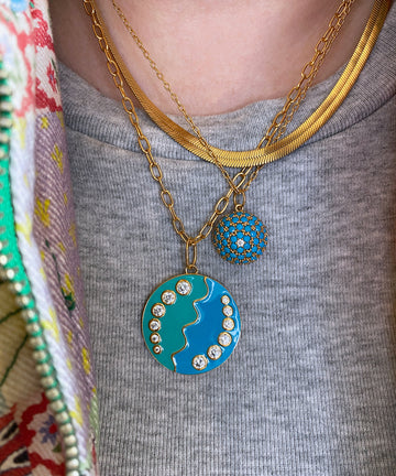 Turquoise & Zirconia Dome Pendant