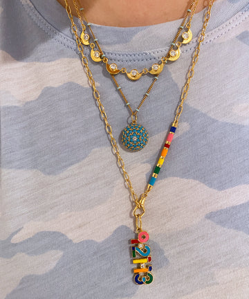 Turquoise & Zirconia Dome Pendant