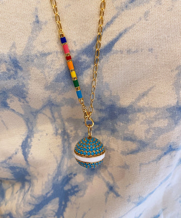 Turquoise & Enamel Orb Pendant