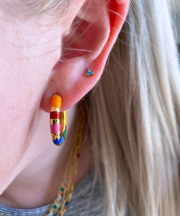 Half Round Enamel Hoop Earrings