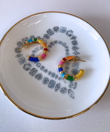 Half Round Enamel Hoop Earrings