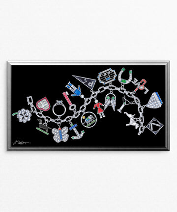 Art Deco Charm Bracelet Watercolor Rendering printed on Paper