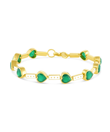 Green Onyx & Enamel Link Bracelet