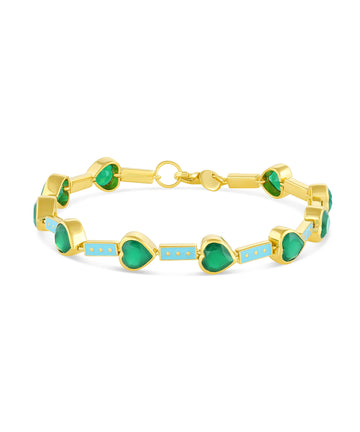 Green Onyx & Enamel Link Bracelet
