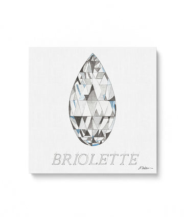 Briolette Diamond with Name Watercolor Rendering printed on Canvas