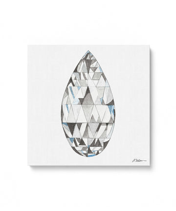 Briolette Diamond Watercolor Rendering printed on Canvas