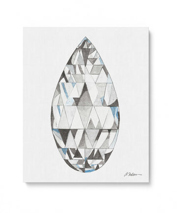 Briolette Diamond Watercolor Rendering printed on Canvas