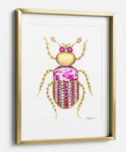 Bug Brooch Watercolor Rendering in Yellow Gold and Jasper printed on Paper