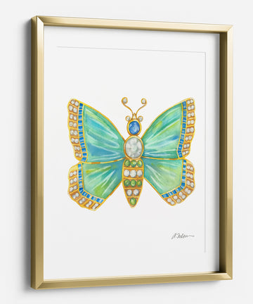 Butterfly Brooch Series I Watercolor Rendering printed on Paper
