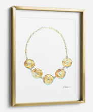 Coil Necklace Watercolor Rendering in Yellow Gold printed on Paper