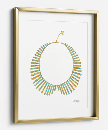 Collar Necklace Rendering in Yellow Gold on Paper