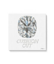 Cushion Cut Diamond with Name Watercolor Rendering printed on Canvas