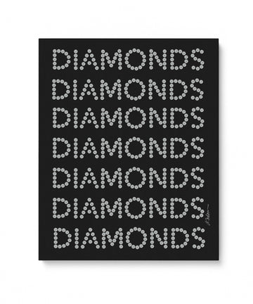 Diamond Series II on Black Watercolor Rendering printed on Canvas