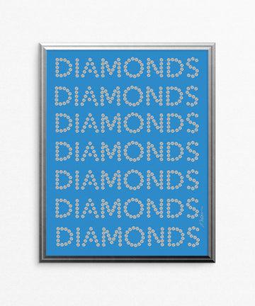 Diamond Series II on Blue Watercolor Rendering printed on Paper