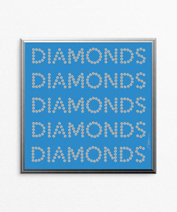 Diamond Series II on Blue Watercolor Rendering printed on Paper