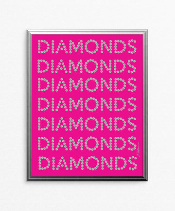 Diamond Series II on Pink Watercolor Rendering printed on Paper