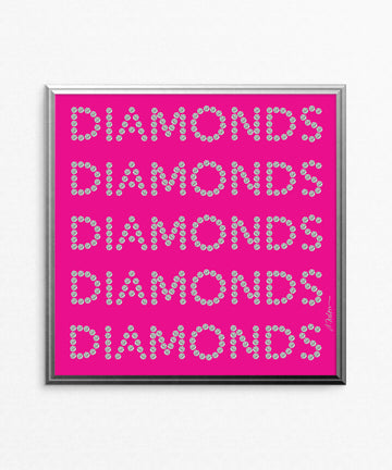 Diamond Series II on Pink Watercolor Rendering printed on Paper