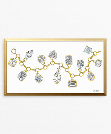 Diamond Charm Bracelet Watercolor Rendering printed on Paper