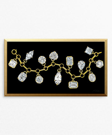 Diamond Charm Bracelet Watercolor Rendering printed on Paper