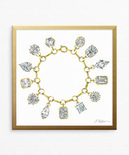Diamond Charm Bracelet (Square) Watercolor Rendering printed on Paper