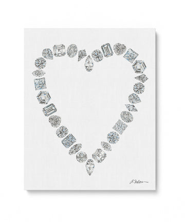 Diamond Heart Watercolor Rendering printed on Canvas