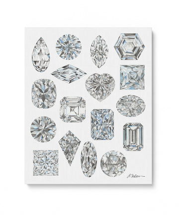 Diamond Shapes Watercolor Rendering printed on Canvas