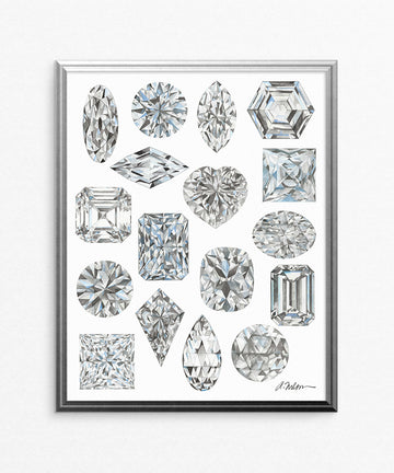 Diamond Shapes Watercolor Rendering printed on Paper
