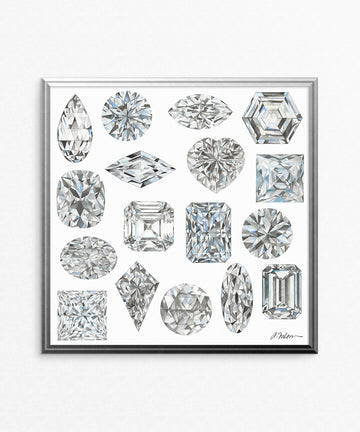 Diamond Shapes Watercolor Rendering printed on Paper