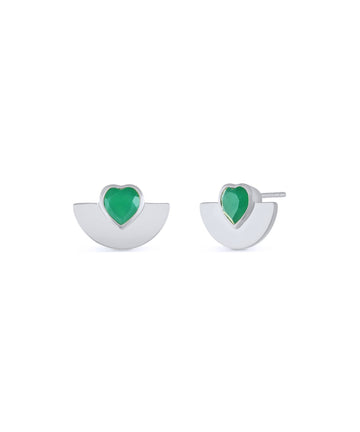 Green Onyx Heart Fans