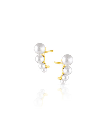 Tapered Pearl Stud Earrings-YGV