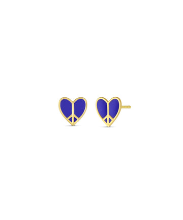 Peace Heart Studs with Enamel