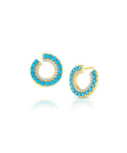 Turquoise & Zirconia Front Facing Hoops-YGV