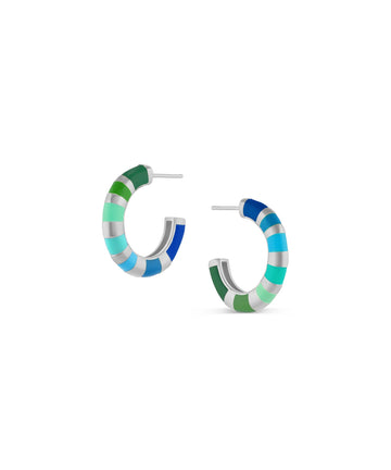 Half Round Enamel Hoop Earrings