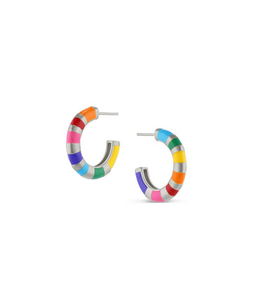 Half Round Enamel Hoop Earrings