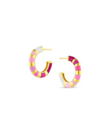 Half Round Enamel Hoop Earrings