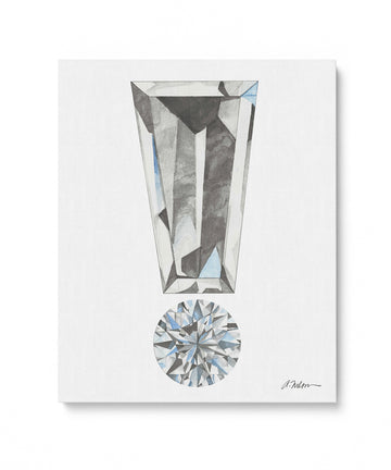 Diamond Exclamation Point Watercolor Rendering printed on Canvas
