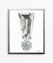 Diamond Exclamation Point Watercolor Rendering printed on Paper