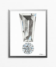 Diamond Exclamation Point Watercolor Rendering printed on Paper
