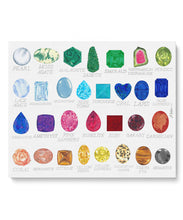 Gemstones with Names Watercolor Rendering printed on Canvas