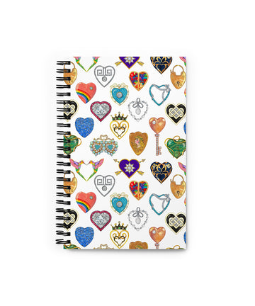 Jeweled Hearts Spiral Notebook