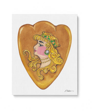 Art Nouveau Heart Watercolor Rendering on Canvas