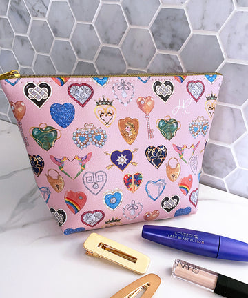 Jeweled Hearts Makeup Bag