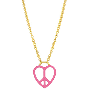 Enameled Peace Heart Necklace