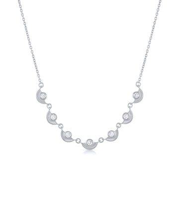 White Zirconia Fan Necklace