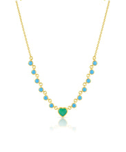 Heart Shape Turquoise & Round Green Onyx Riviera