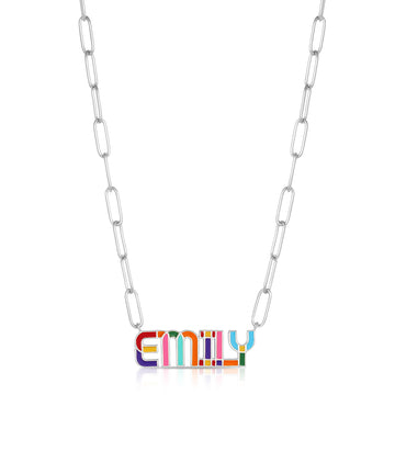 Rainbow Nameplate Enamel Necklace