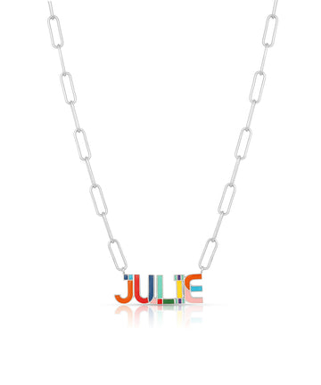 Rainbow Nameplate Enamel Necklace